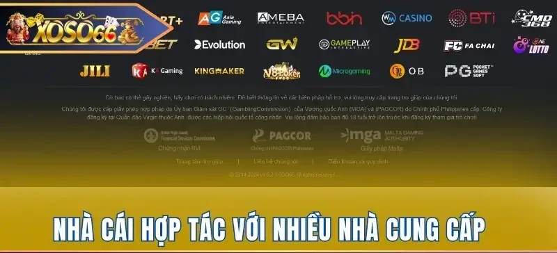 Nhà cái hợp tác với nhiều nhà cung cấp
